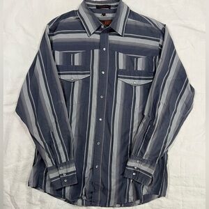 Canyon Guide Outfitters Western Pearl Snap Shirt Gray Striped Size M